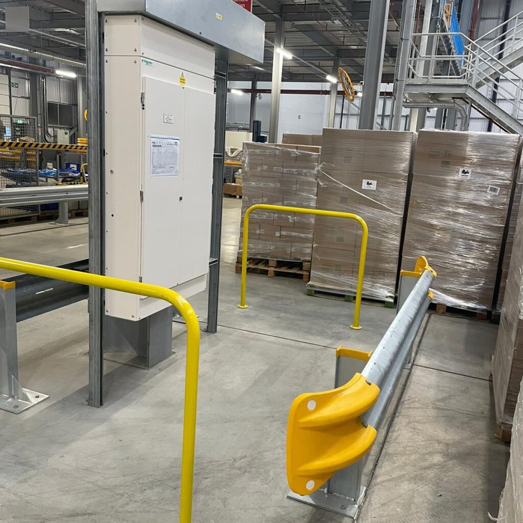Safety barriers behind machinery