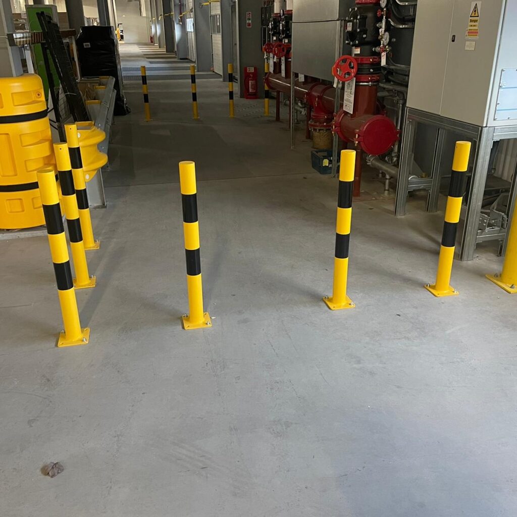 Yellow and black safety barriers
